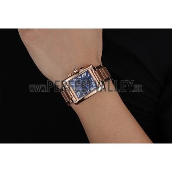 Cheap Cartier Tank MC Navy Dial Rose Gold Case And Bracelet  622704