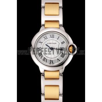 Replica Cartier Ballon Bleu 30mm White Dial Stainless Steel Case Two Tone Bracelet