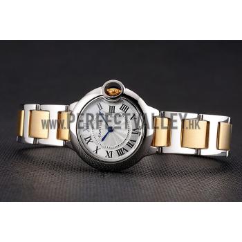 Replica Cartier Ballon Bleu 30mm White Dial Stainless Steel Case Two Tone Bracelet