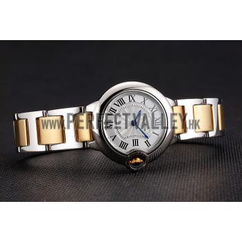 Replica Cartier Ballon Bleu 30mm White Dial Stainless Steel Case Two Tone Bracelet