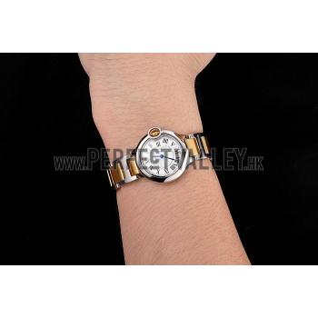 Replica Cartier Ballon Bleu 30mm White Dial Stainless Steel Case Two Tone Bracelet