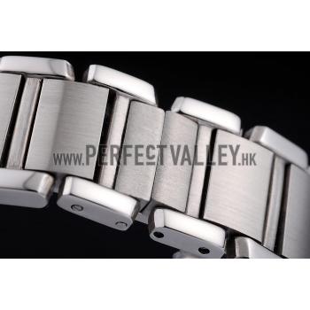 Cartier Tank Anglaise 20mm White Dial Diamonds Steel Case Stainless Steel Bracelet