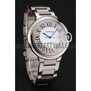 Swiss Cartier Ballon Bleu 46 MM Diamond Dial Staineless Steel Bracelet 1453892