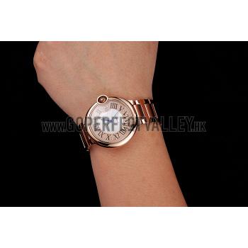 Swiss Cartier Ballon Bleu 46 MM Diamond Dial Rose Gold Bracelet 1453882