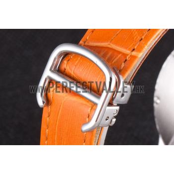 Cartier Ballon Bleu Silver Bezel with White Dial and Orange Leather Band  621550