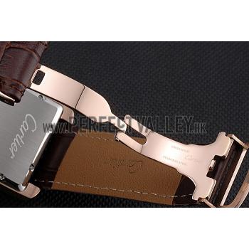 Cartier Tank MC Brown Dial Gold Case Brown Leather Strap  622583