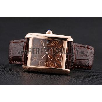 Cartier Tank MC Brown Dial Gold Case Brown Leather Strap  622583