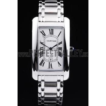 Cartier Tank Americaine 37mm White Dial Stainless Steel Case And Bracelet