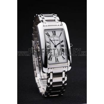 Cartier Tank Americaine 37mm White Dial Stainless Steel Case And Bracelet