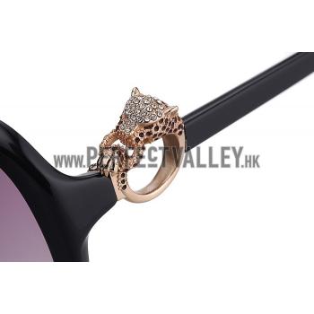 Cartier Panthere Decor Jewelry Black Sunglasses 307781