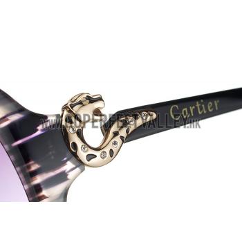 Cartier Golden Finish Panthere Detail Grey Frame Sunglasses 308266