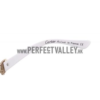 Cheap Cartier Wild Panthere Diamond Square White Sunglasses 307785