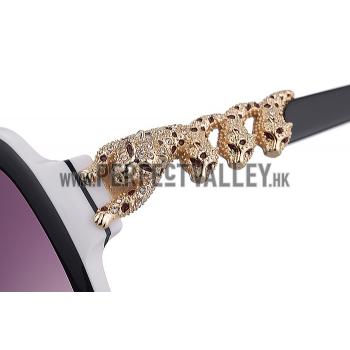 Cheap Cartier Wild Panthere Diamond Square White Sunglasses 307785