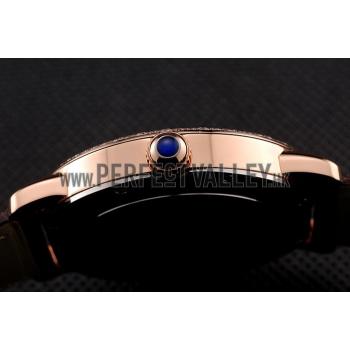 Cheap Cartier Ronde Solo Brown Dial Diamond Hour Marks And Bezel Rose Gold Case Brown Leather Strap