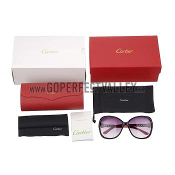 Cheap Cartier Golden Diamond Detail Black And Pink Frame Sunglasses 308282