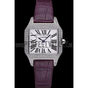 Replica Cartier Santos 100 Diamond Silver Bezel 621911