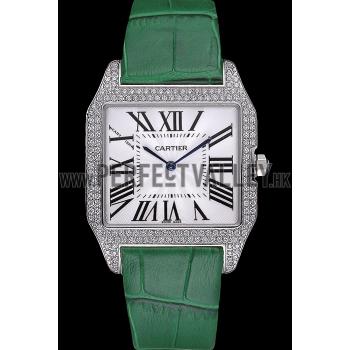 Cartier Santos 100 Diamond Silver Bezel 621929