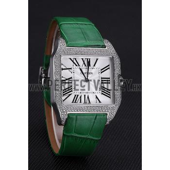 Cartier Santos 100 Diamond Silver Bezel 621929