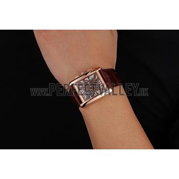 Cartier Tank MC Brown Dial Gold Case Brown Leather Bracelet  622696 Replica