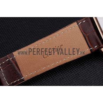 Cartier Tank MC Brown Dial Gold Case Brown Leather Bracelet  622696 Replica