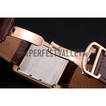 Cartier Tank MC Brown Dial Gold Case Brown Leather Bracelet  622696 Replica