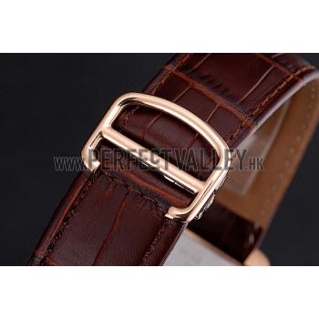 Cartier Tank MC Brown Dial Gold Case Brown Leather Bracelet  622696 Replica