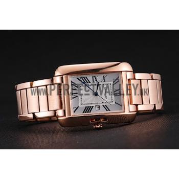 Cartier Tank Anglaise 30mm White Dial Rose Gold Case And Bracelet