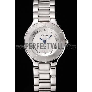 Cheap Cartier Must White Dial Stainless Steel Case And Bracelet