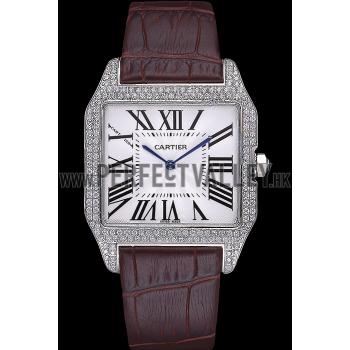 Cartier Santos 100 Diamond Silver Bezel 621926