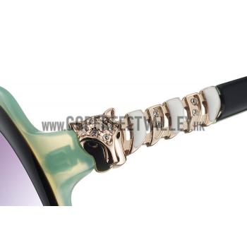 Replica Cartier Golden Diamond Detail Black And Green Frame Sunglasses 308281