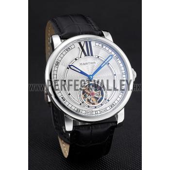 Cheap Cartier Rotonde Flying Tourbillon White Dial 621938