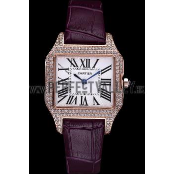 Cartier Santos 100 Diamond Rose Gold Bezel 621913