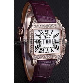 Cartier Santos 100 Diamond Rose Gold Bezel 621913