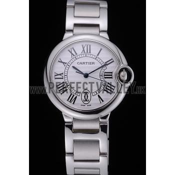 Swiss Cartier Ballon Bleu de Cartier White Dial Roman Numerals Stainless Steel Bracelet  622555