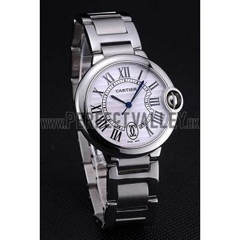 Swiss Cartier Ballon Bleu de Cartier White Dial Roman Numerals Stainless Steel Bracelet  622555