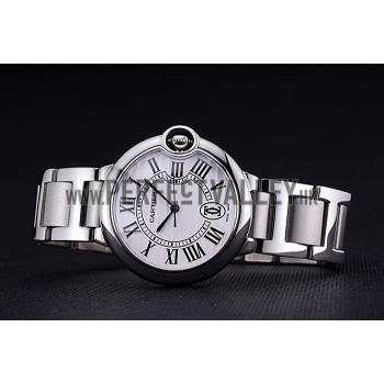 Swiss Cartier Ballon Bleu de Cartier White Dial Roman Numerals Stainless Steel Bracelet  622555