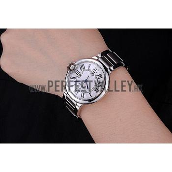 Swiss Cartier Ballon Bleu de Cartier White Dial Roman Numerals Stainless Steel Bracelet  622555