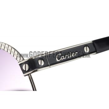 Cartier C Decor Purple Lenses Silver Frame Sunglasses 308287