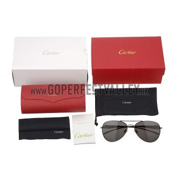 Cartier Panthere Aviator Chrome Frame Grey Lenses Sunglasses 308184