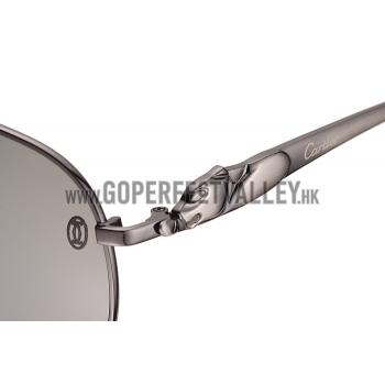 Cartier Panthere Aviator Chrome Frame Grey Lenses Sunglasses 308184