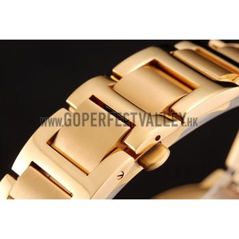 Swiss Cartier Ballon Bleu Two Timezone White Dial Gold Case Gold Bracelet 1453873 Replica