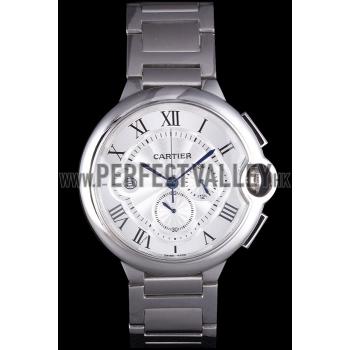 Cartier Ballon Bleu Chronograph White Dial Stainless Steel Case And Bracelet Replica