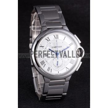 Cartier Ballon Bleu Chronograph White Dial Stainless Steel Case And Bracelet Replica