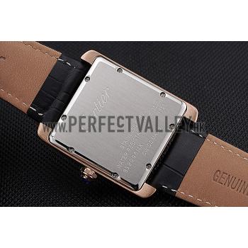 Cartier Tank MC Black Dial Gold Case Black Leather Strap  622580