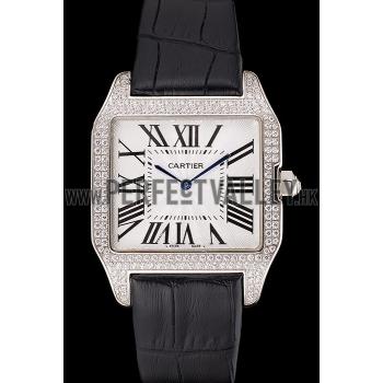 Cartier Santos 100 Diamond Silver Bezel 621924