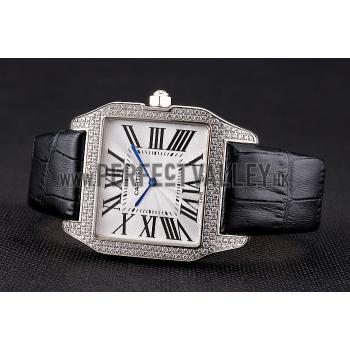 Cartier Santos 100 Diamond Silver Bezel 621924