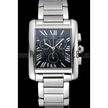 Cartier Tank MC Black Dial Stainless Steel Case And Bracelet  622698