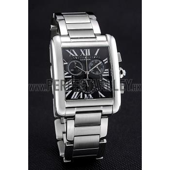 Cartier Tank MC Black Dial Stainless Steel Case And Bracelet  622698