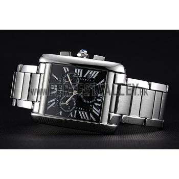 Cartier Tank MC Black Dial Stainless Steel Case And Bracelet  622698