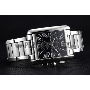 Cartier Tank MC Black Dial Stainless Steel Case And Bracelet  622698